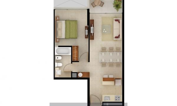 1 dormitorio con excelente vista
